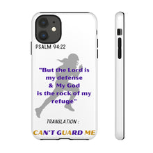 Load image into Gallery viewer, Gridiron Girl Can't Guard Me Cell Phone Case- Purple and Gold