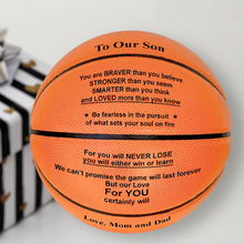 Load image into Gallery viewer, Love Mom &amp;  Dad , To Our Son Engraved Basketball Gift
