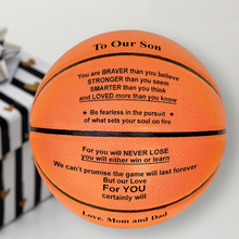 Load image into Gallery viewer, Love Mom &  Dad , To Our Son Engraved Basketball Gift