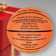Load image into Gallery viewer, Love Mom & Dad, To Our Daughter Engraved Basketball Gift