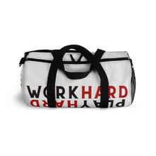Load image into Gallery viewer, Work Hard Play Hard Duffel Bag -White Red Black