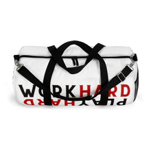 Load image into Gallery viewer, Work Hard Play Hard Duffel Bag -White Red Black

