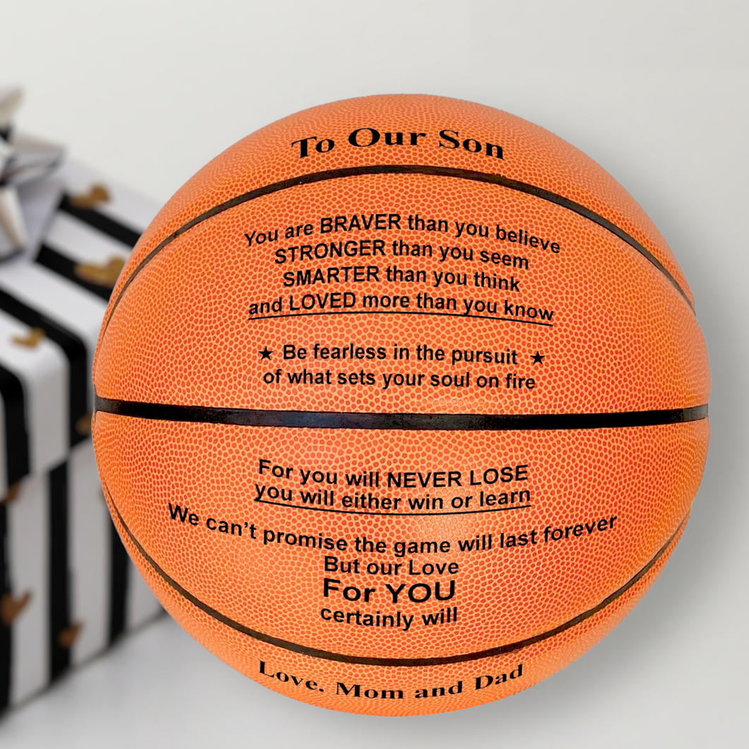 Love Mom &  Dad , To Our Son Engraved Basketball Gift