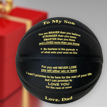 Load image into Gallery viewer, Love Dad To Son Engraved Basketball Gift -Black &amp; Gold
