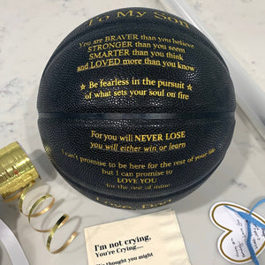 Love Dad To Son Engraved Basketball Gift -Black & Gold